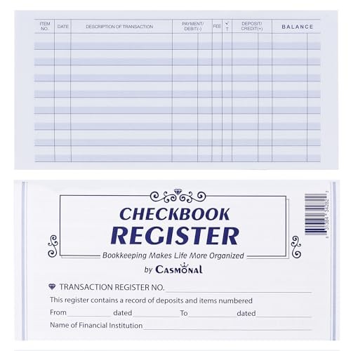 Pack Checkbook Register, Check Register Books for 12 Mainstream Register