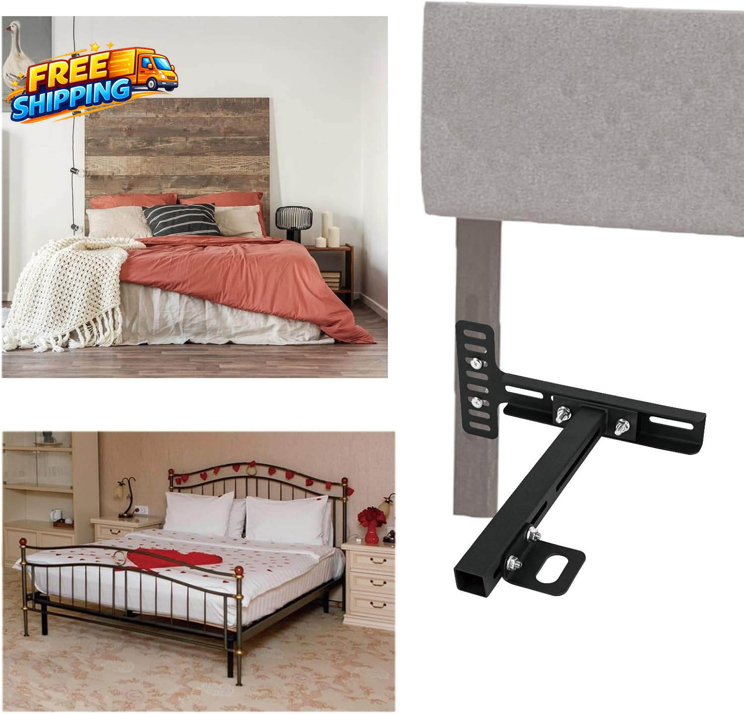 2Pcs Adjustable Headboard Brackets Universal Headboard Bracket Bed Extension