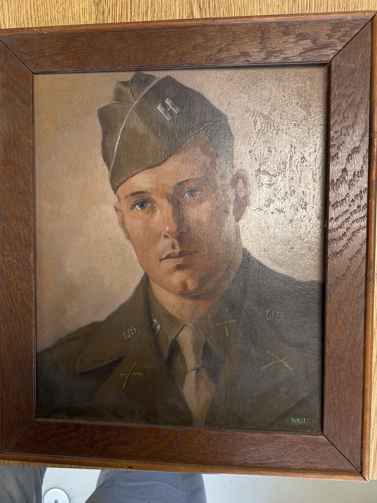 A. Berdrow Framed Realism Oil Portrait Painting Military Men Hamburg Germany