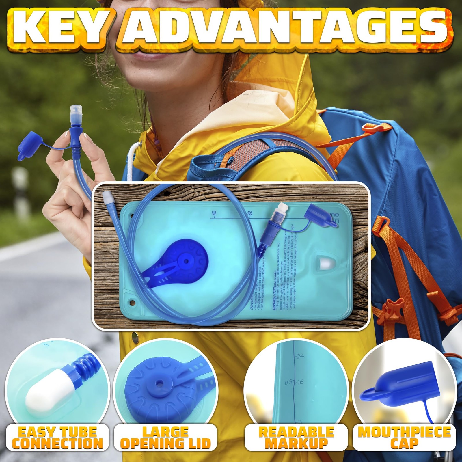 Water Bladder For Hiking Backpack โ€ 1l/1.5l Tpu Material Hydration Bladder ...