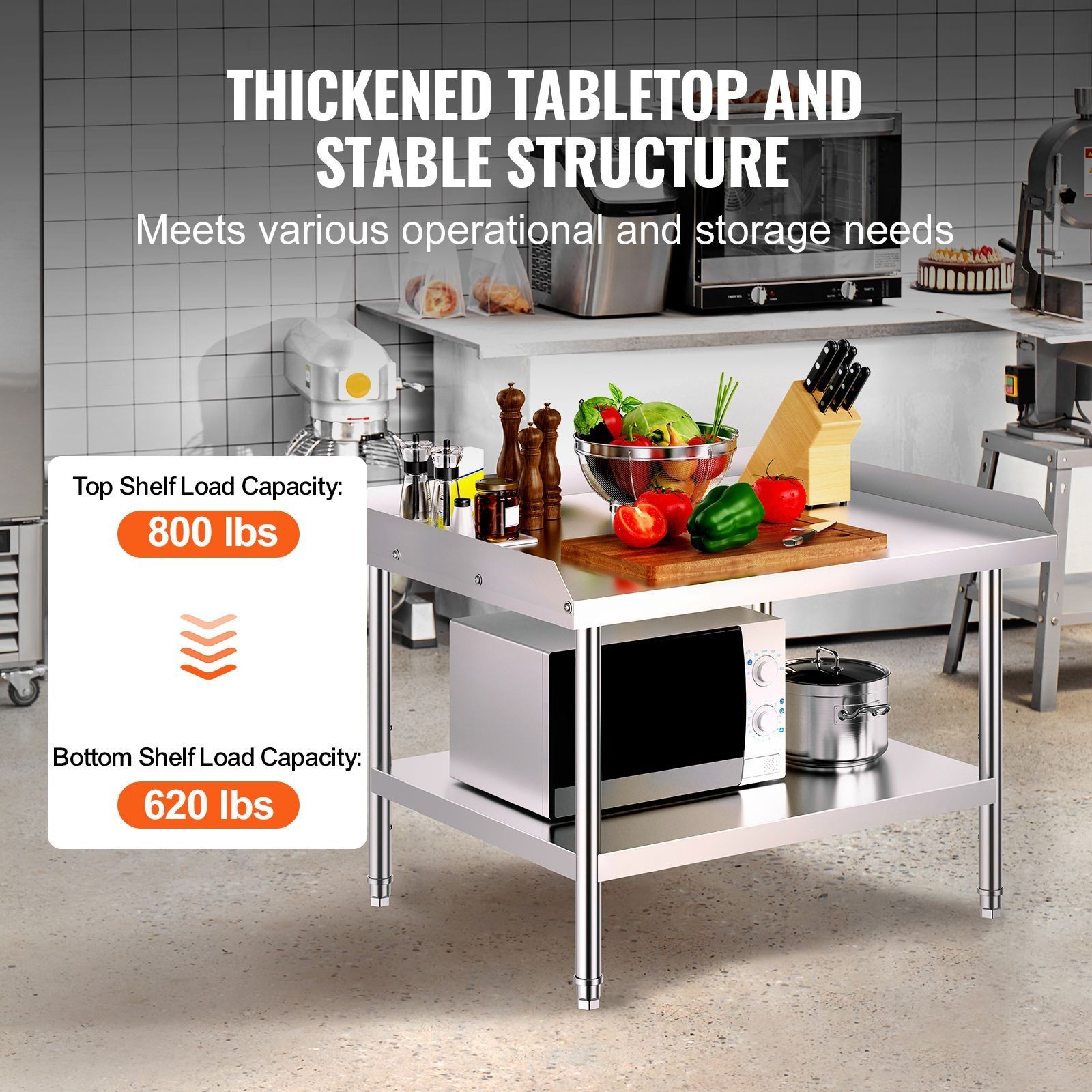 30x36in Stainless Steel Work Table with Adjustable Shelves
