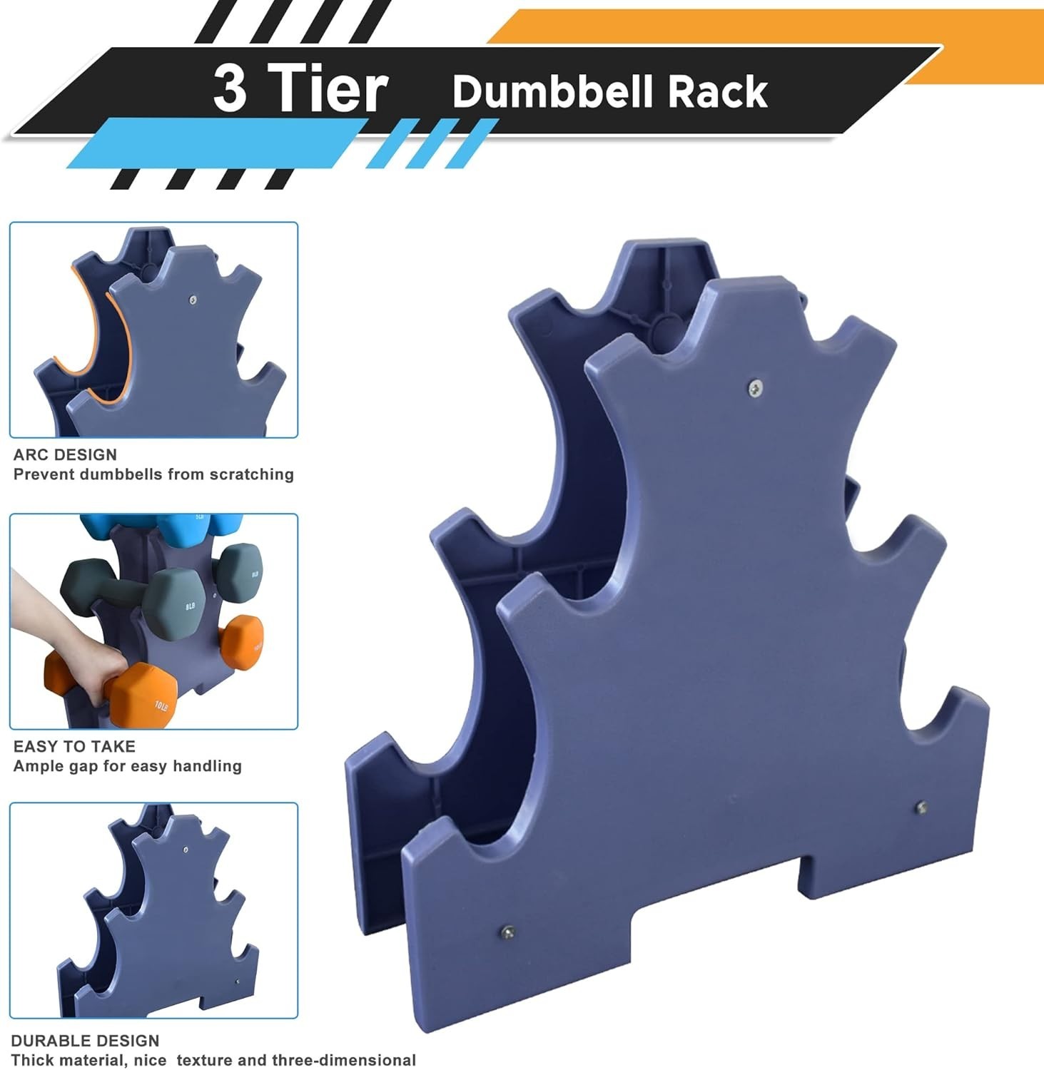 Triangular Dumbbell Storage Rack for Up to 6 Weights - Lightweight & Durable