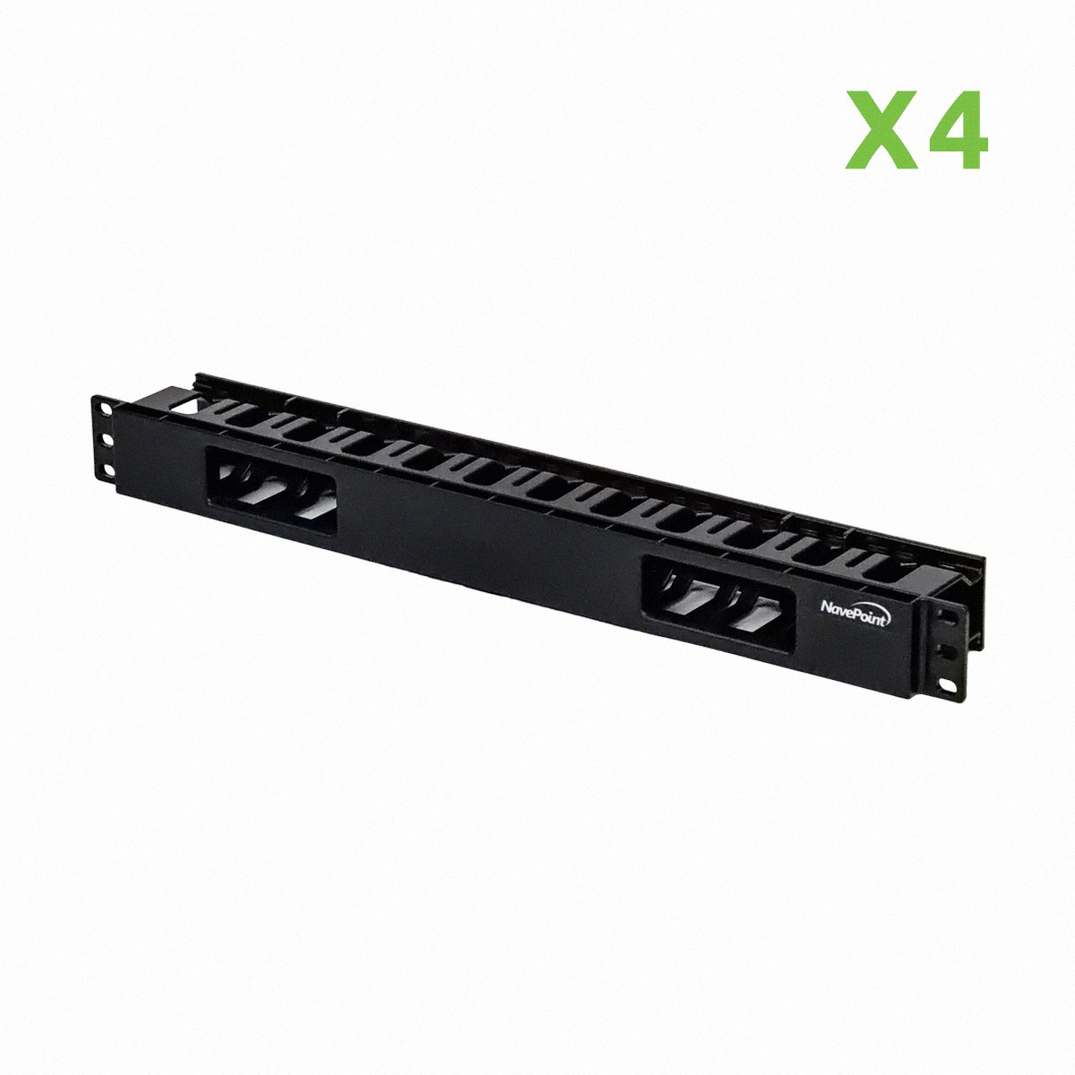 Horizontal Rack Mount 19-Inch Cable Management Raceway 1U 2-Inches deep 4 Pack