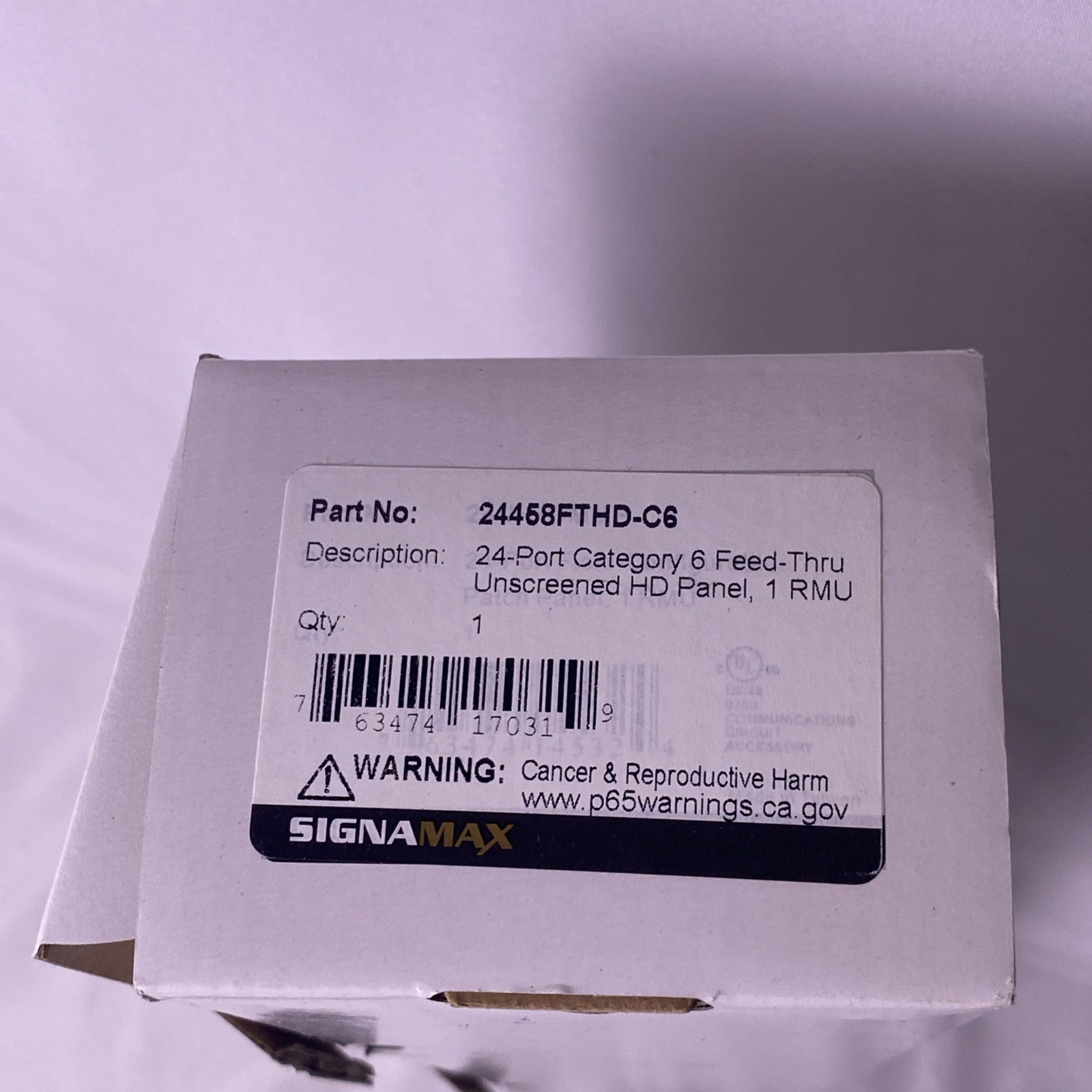 Signamax 24458FTHD-C6 24-Port Category 6 High Density Feed-Thru Patch Panel NEW