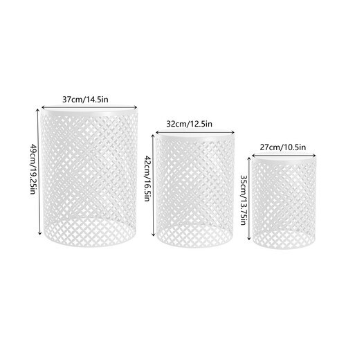 3pcs White Metal Frame Accent Table Modern Iron End Table Outdoor Side Table US