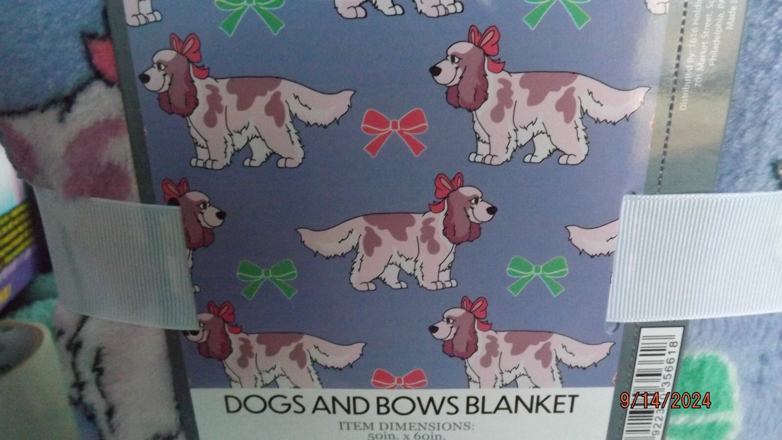 Dogs and Bows 50 x 60 Blanket--Brand New