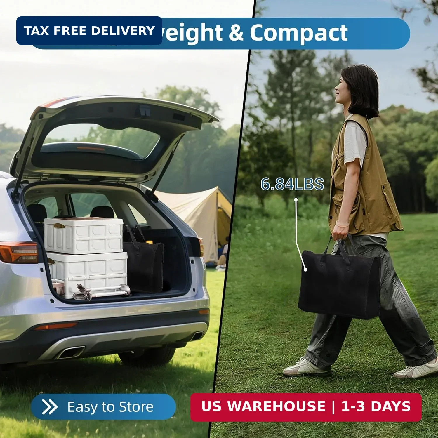 Folding Camping Table with 3 Adjustable Height, 3ft Foldable Aluminum Cam