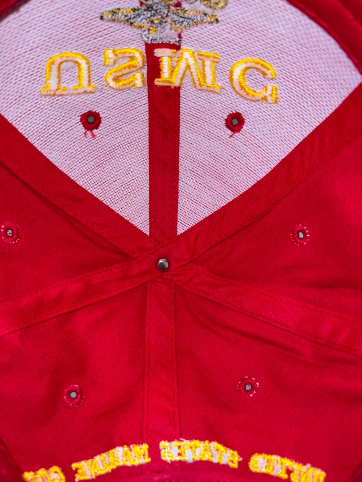 Red USMC Semper FI Hat Cap with Gold Embroidery Hook Loop Marinesdirect.com EUC