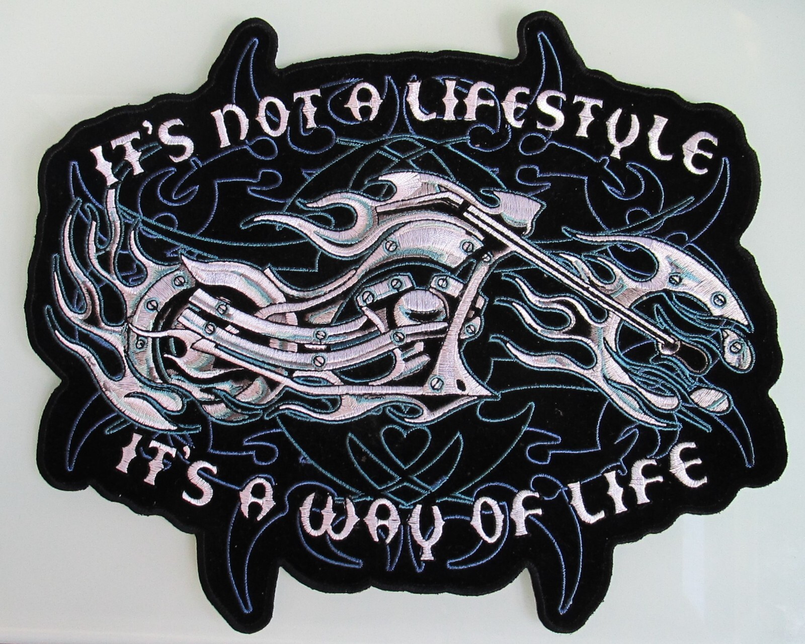 BLAZIN FIRE BIKE BLUE FLAMES 12 INCH * 10 INCH JACKET VEST BACK PATCH