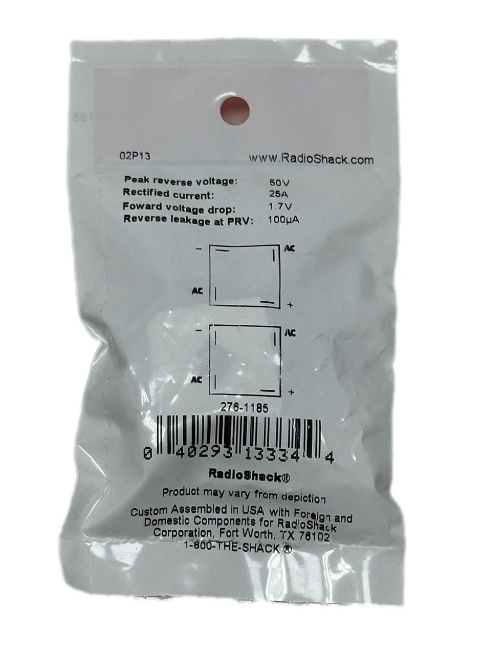 Authentic RadioShack Full Wave Bridge Rectifier 25A 50V 276-1185