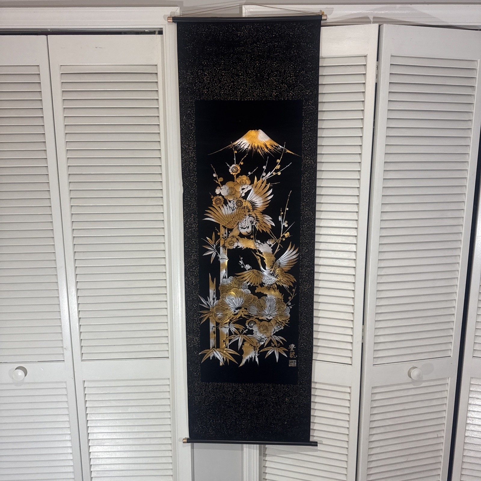 hanging fabric japanese  art black 59 x 18