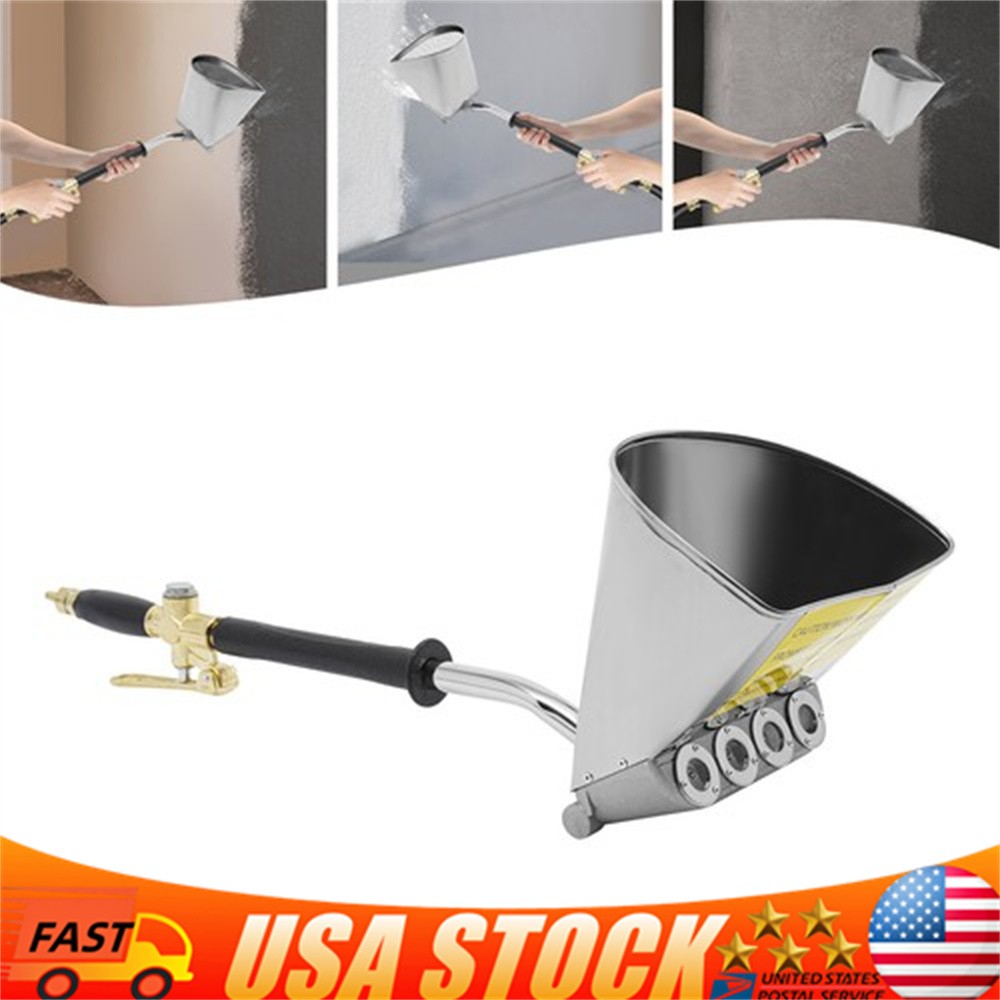 Stucco Sprayer Cement Plaster For Wall Mortar Spray 4 Jets Hopper Gun Paint Tool