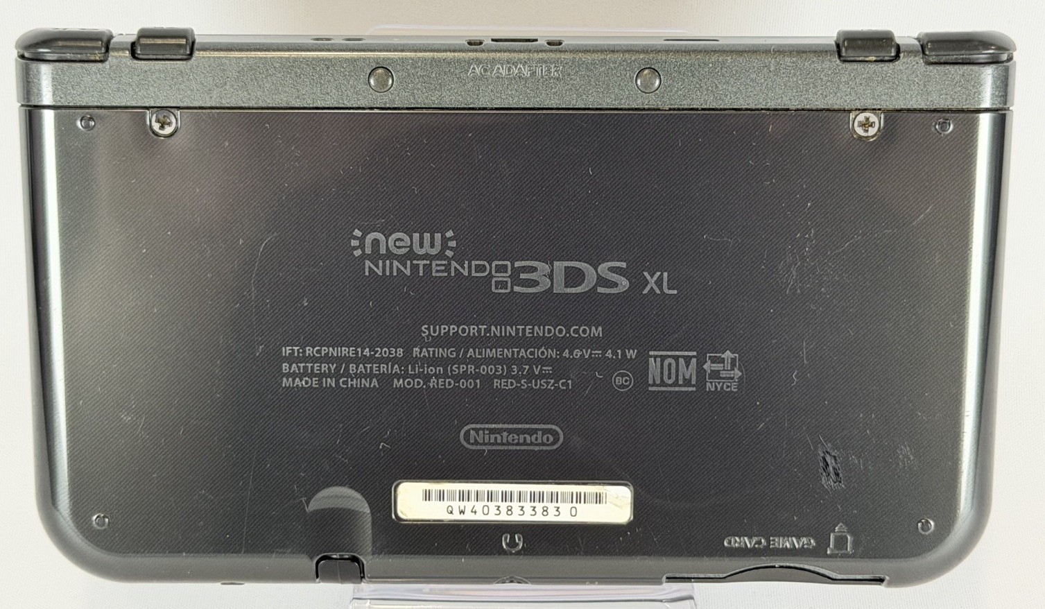 NINTENDO "NEW" 3DS XL BLACK HANDHELD CONSOLE RED-001 *TESTED & WORKING*