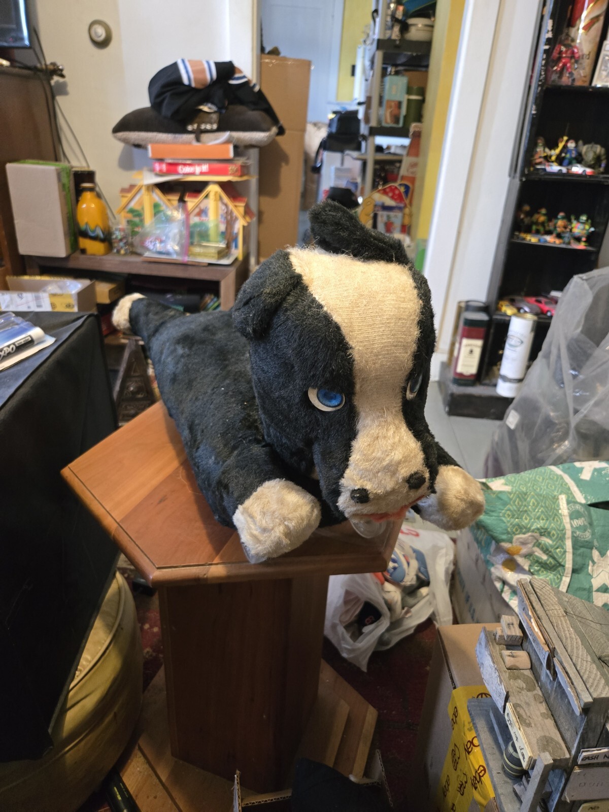 Vintage Handmade Ottoman   Plush  Dog/horse?  On Wheels No Tag