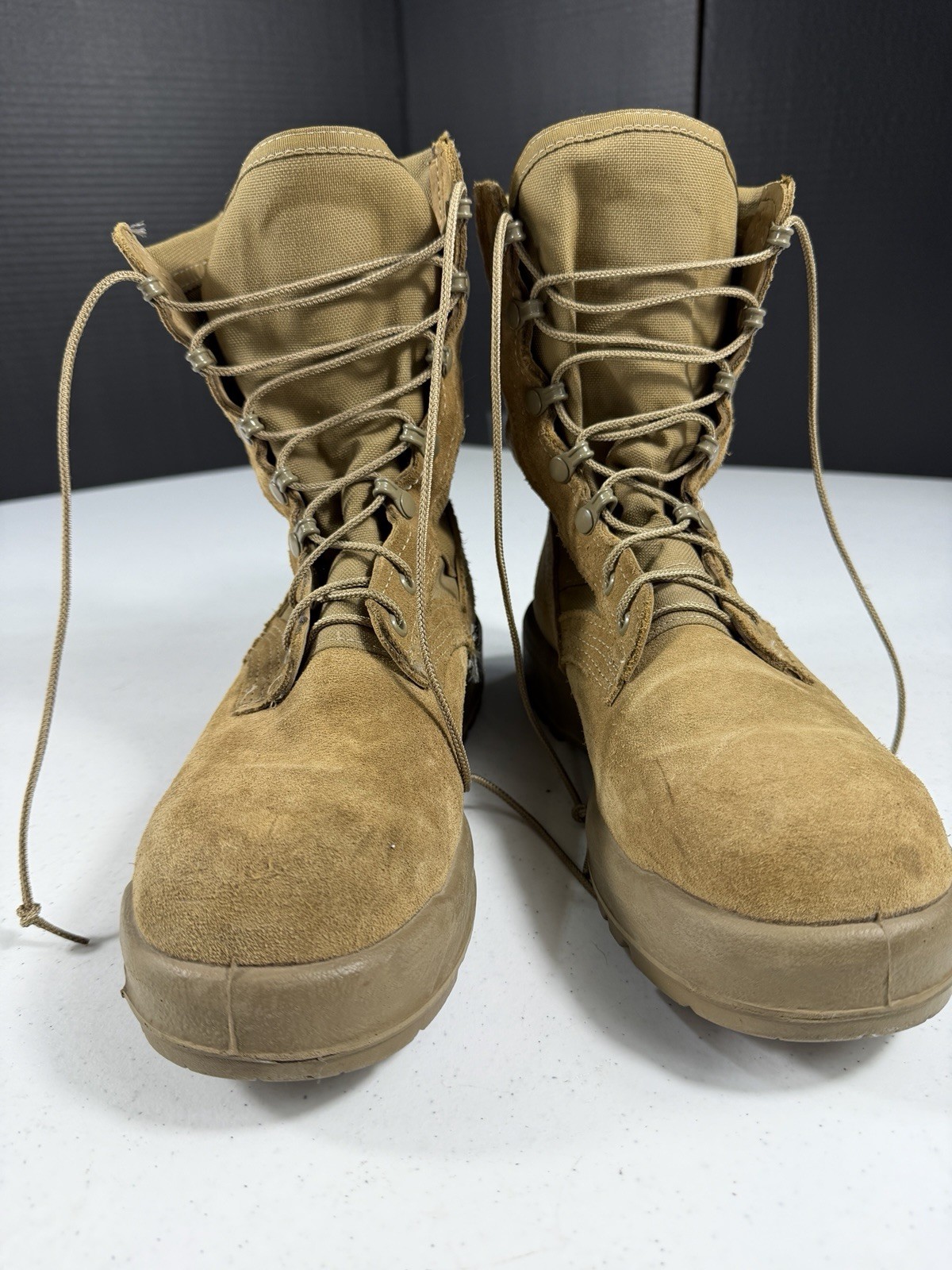 Belleville AHWC 07.0 W Tan Suede Combat Boots Mens 7 Wide Military Tactical