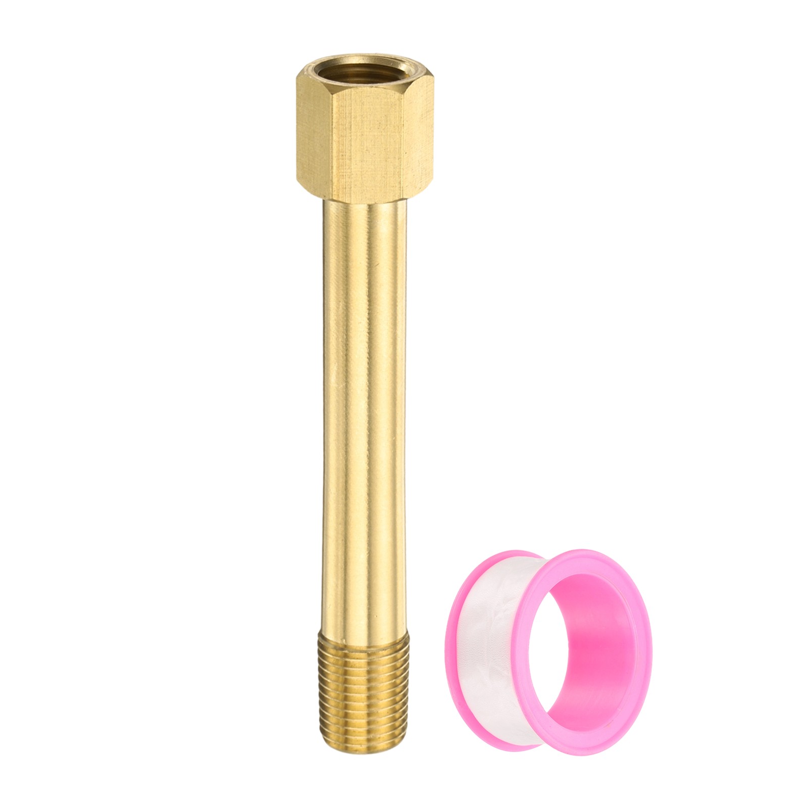 1/4" g Male x 1/4" g Female Brass Pipe Fitting with Tape 4 Inch Length