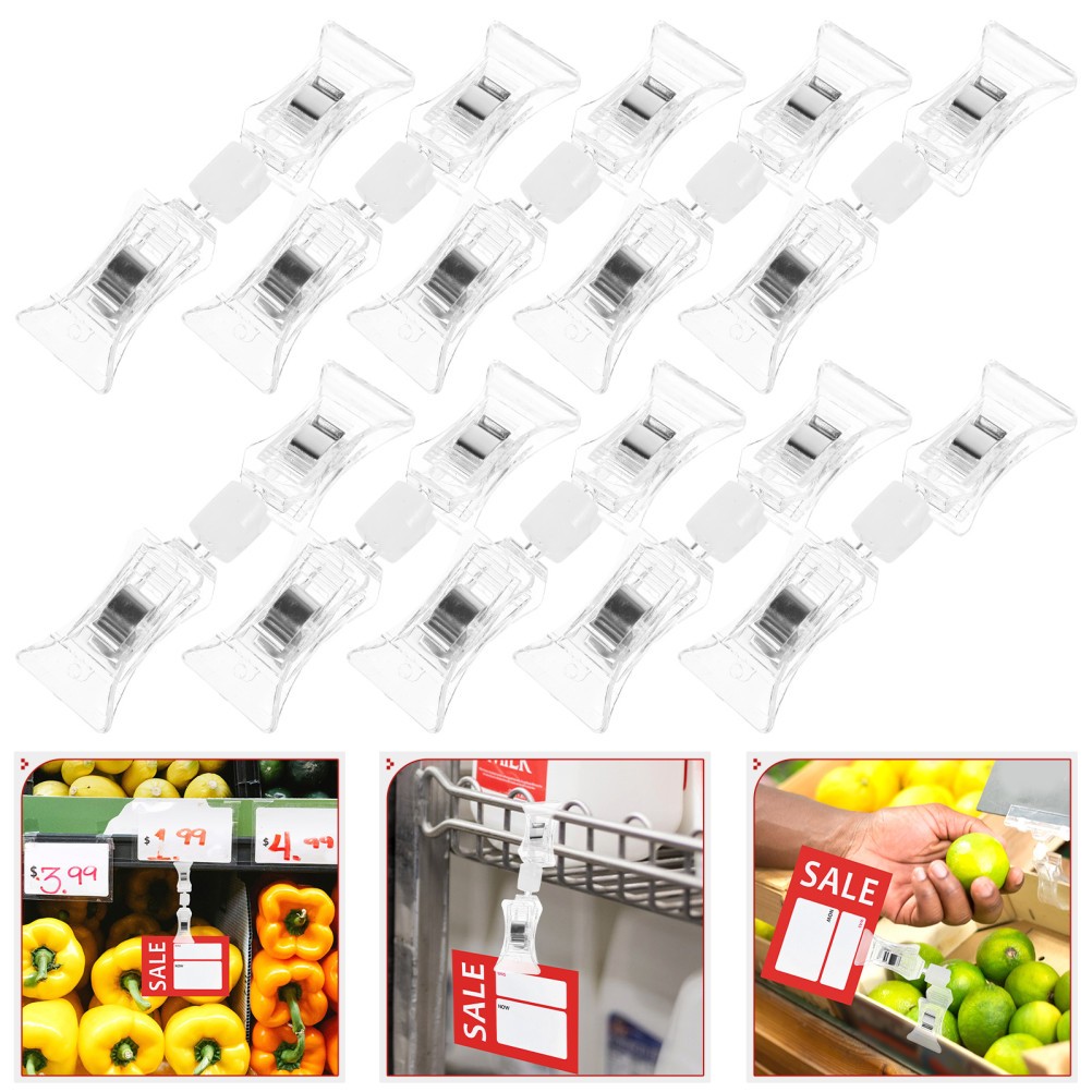10 Pcs Produce Sign Clip Plastic Merchandise Rotatable Holder Clips