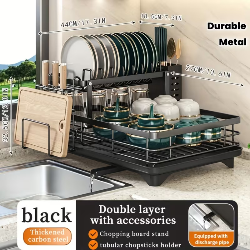 2-Tier Metal Dish Drying Rack