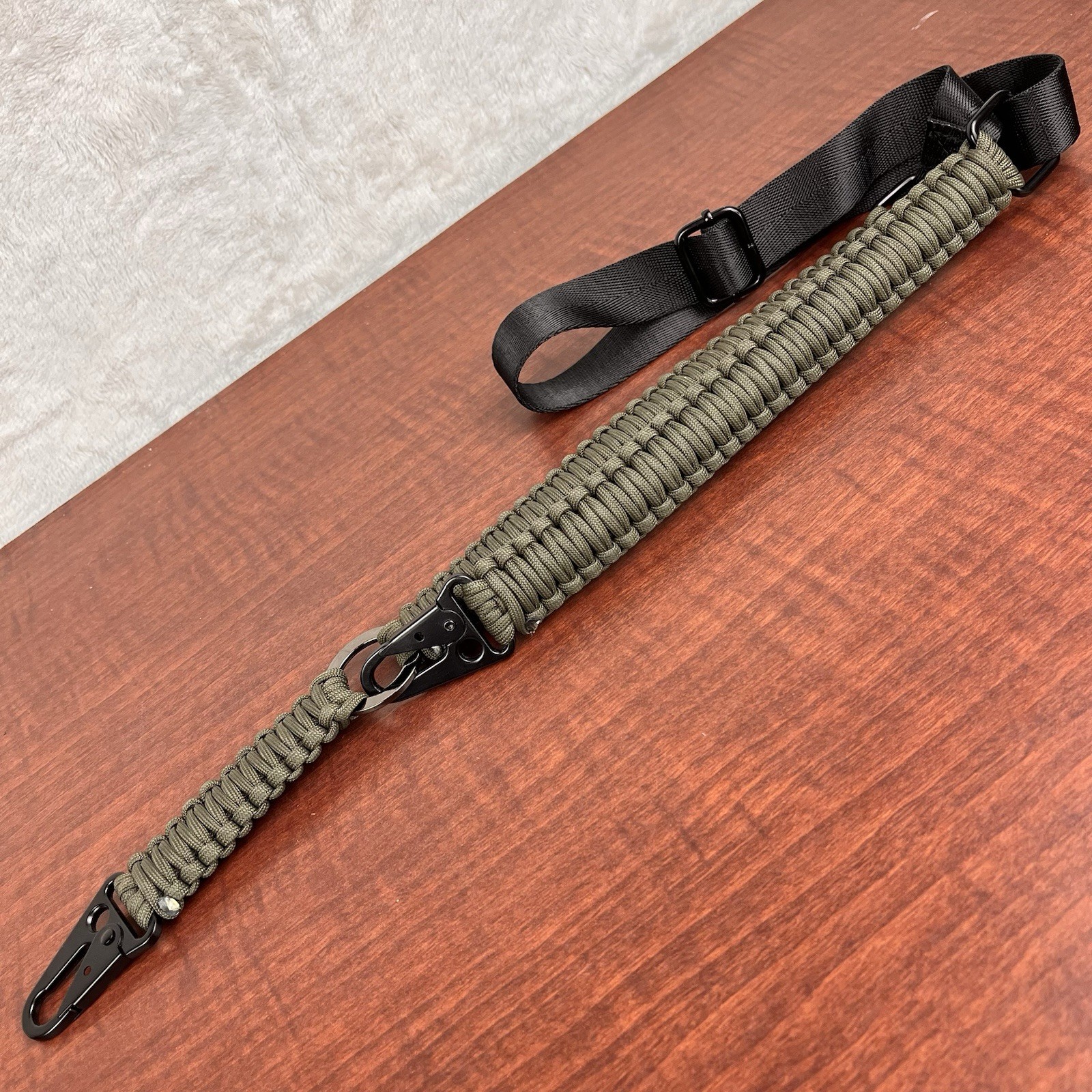 550 Paracord Rifle Gun Shotgun Sling OD Green Two Point HK Clip 26” Adjustable