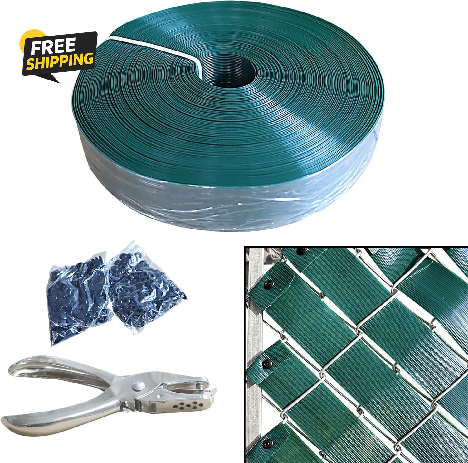 76 Meters Chain Link Fence Tape 250Ftx0.15Ft Chain Link Slats with 200 Packs