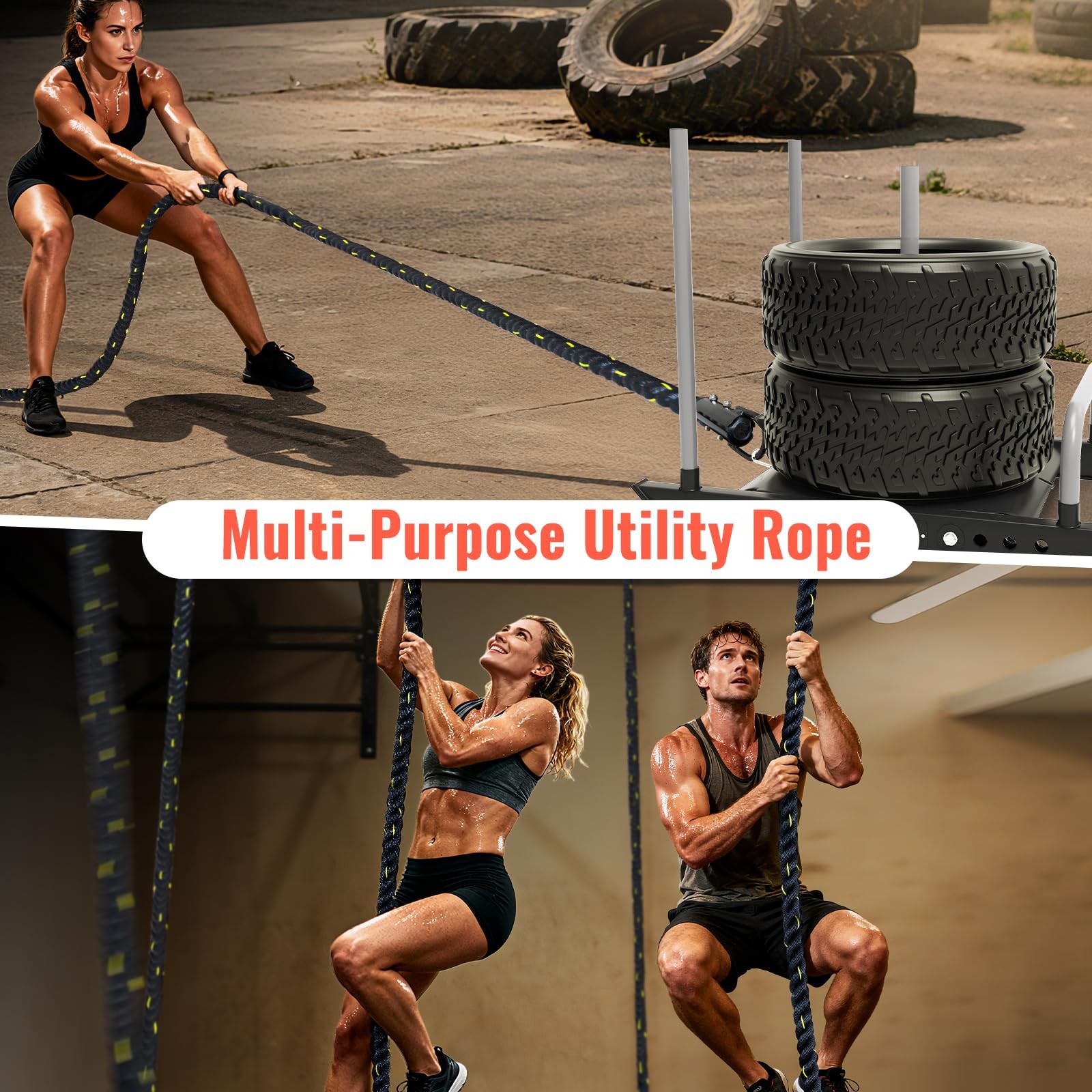 Brobantle Weight Sled Pulling Rope 30FT, Trainer Physical Training Strength R...