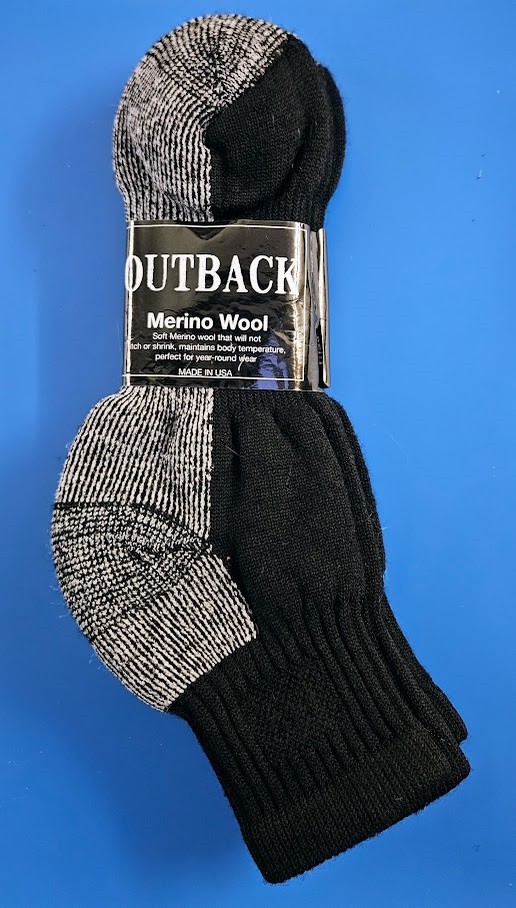 6 Pair Black 71% Merino Wool Low Cut Socks sock size 10-13 FREE SHIP