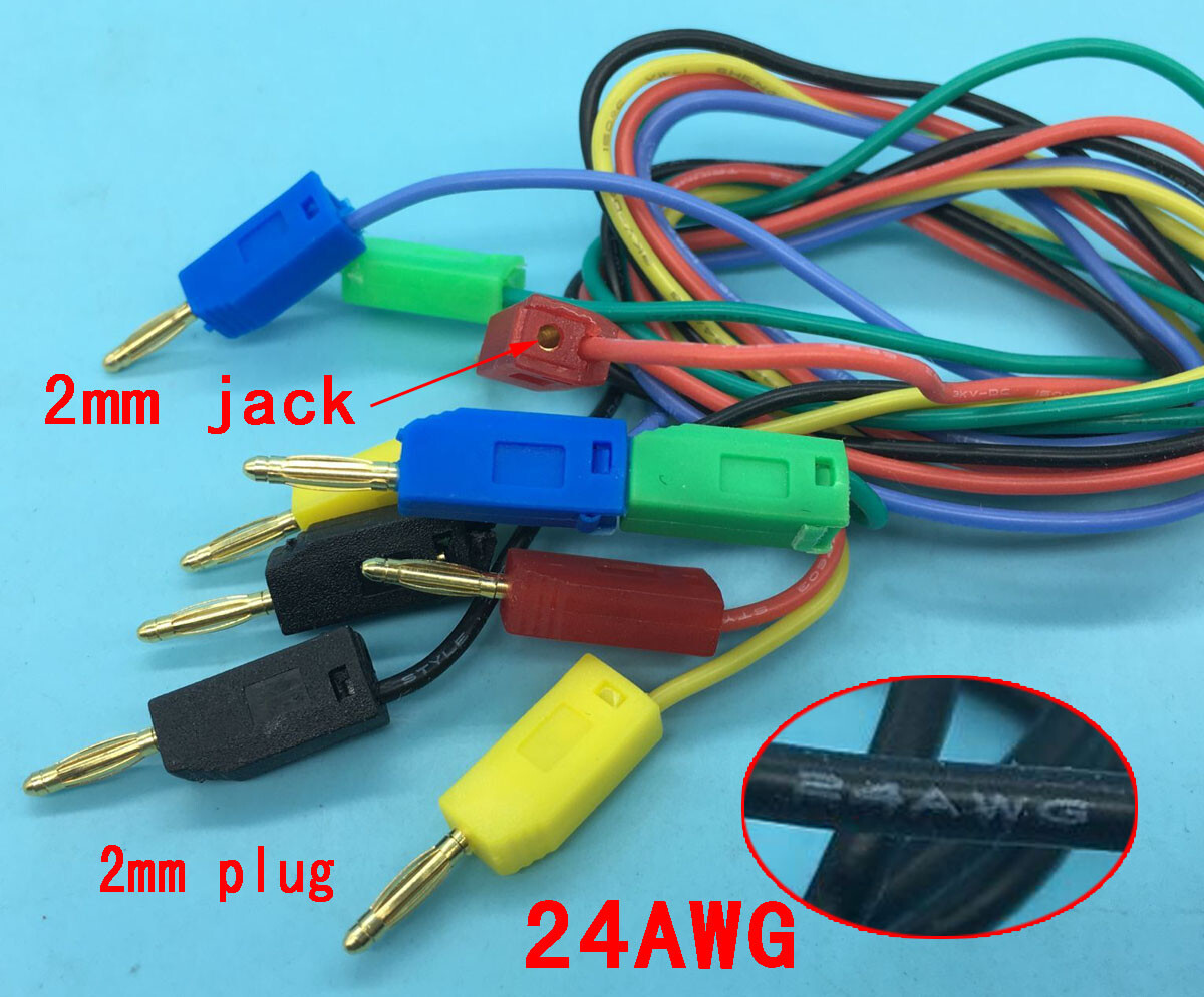 Gold - Plated Double 2mm Banana Plug Silicone Cable for Test Leads Probes NEW