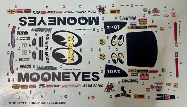 1/24 MOONEYES 1995 DODGE AVENGER FUNNY CAR DECAL/REVELL/ATLANTIS/MPC/AMT/