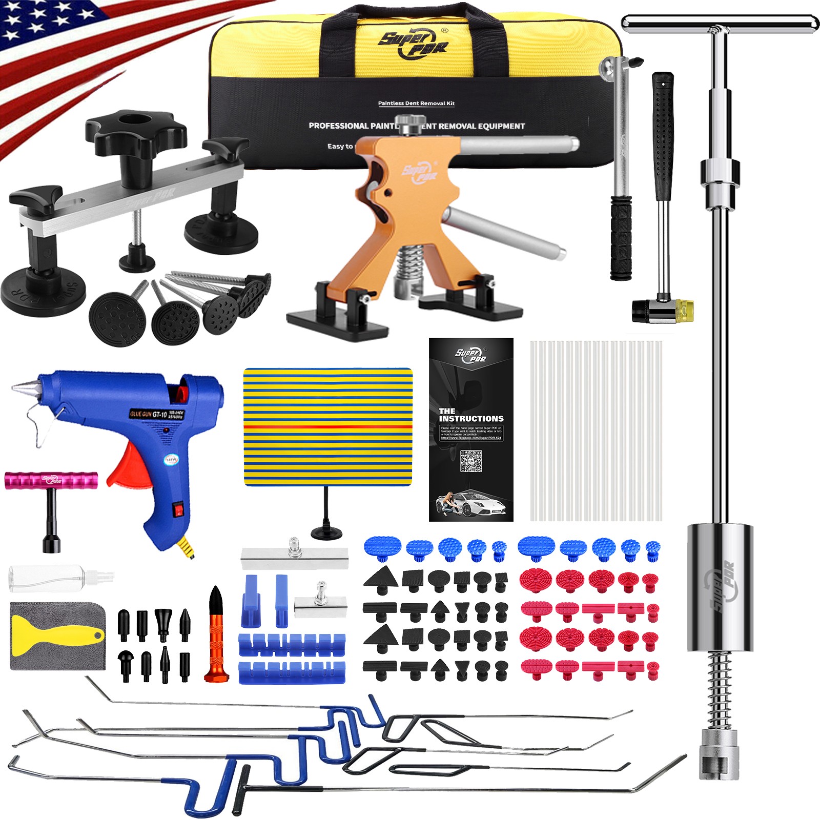 PDR Car Body Dent Puller Kit Auto Body Repair Tools Paintless Hail Remover New