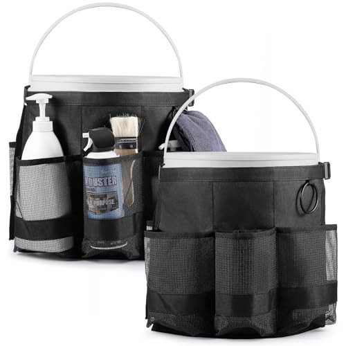 2 Pcs Bucket Organizer for 5 Gallon Car Wash Caddy Bucket Tool Bag with 6 Mesh