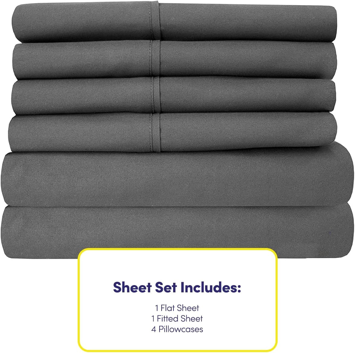 Bed Sheets Queen Size Grey - 6 Piece 1500 Supreme Collection Fine Brushed Microf