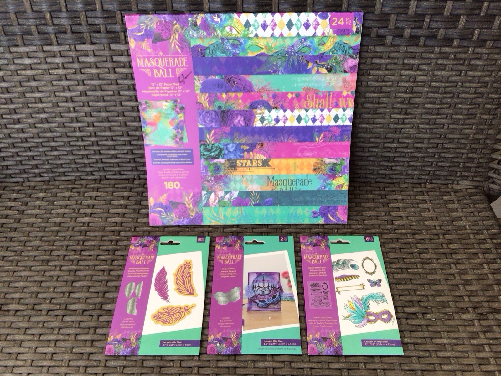 CRAFTERS COMPANION MASQUERADE BALL LOT~Paper-Stamps-Dies~NEW