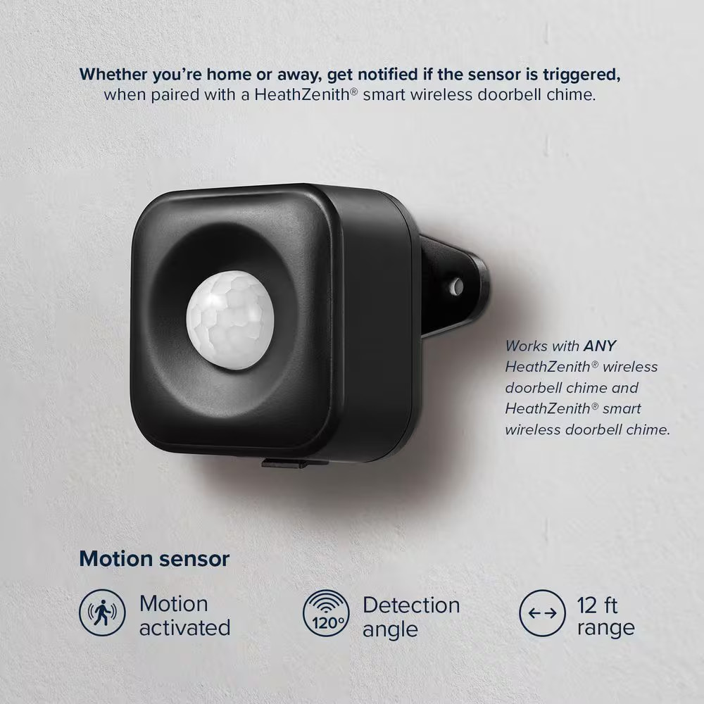 Black Plastic Wireless Battery-Operated Motion Sensor