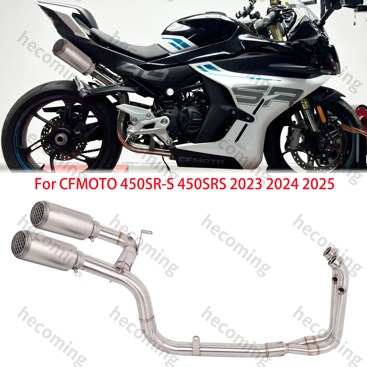Full Exhaust System Daul Muffler Header Pipe For CFMOTO 450SR-S 450SRS 2023-2025