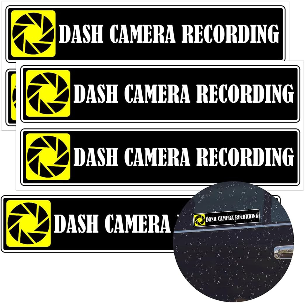 Dash Camera Recording in Car Sticker 5x1 Inches in Car Camera Recording Sign ...