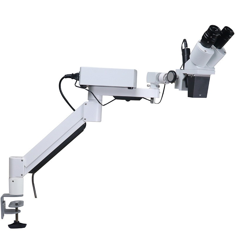 Dental Medical Operating Microscope 10X with 5W LED Short Long Arm Clip-on Desk