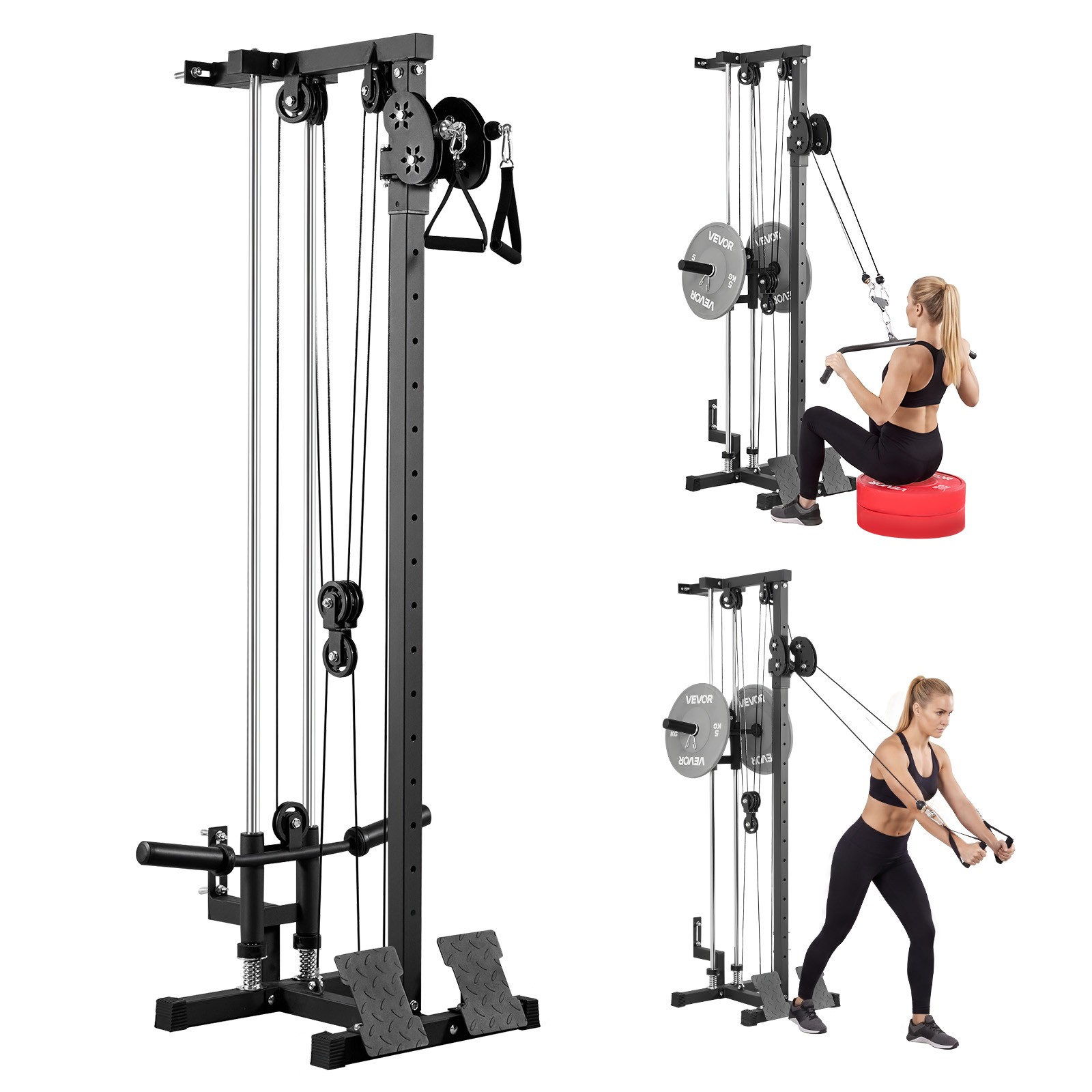 Uimoso Wall-Mounted 3-in-1 Cable Machine for Lat Pulldown and Row Exercises