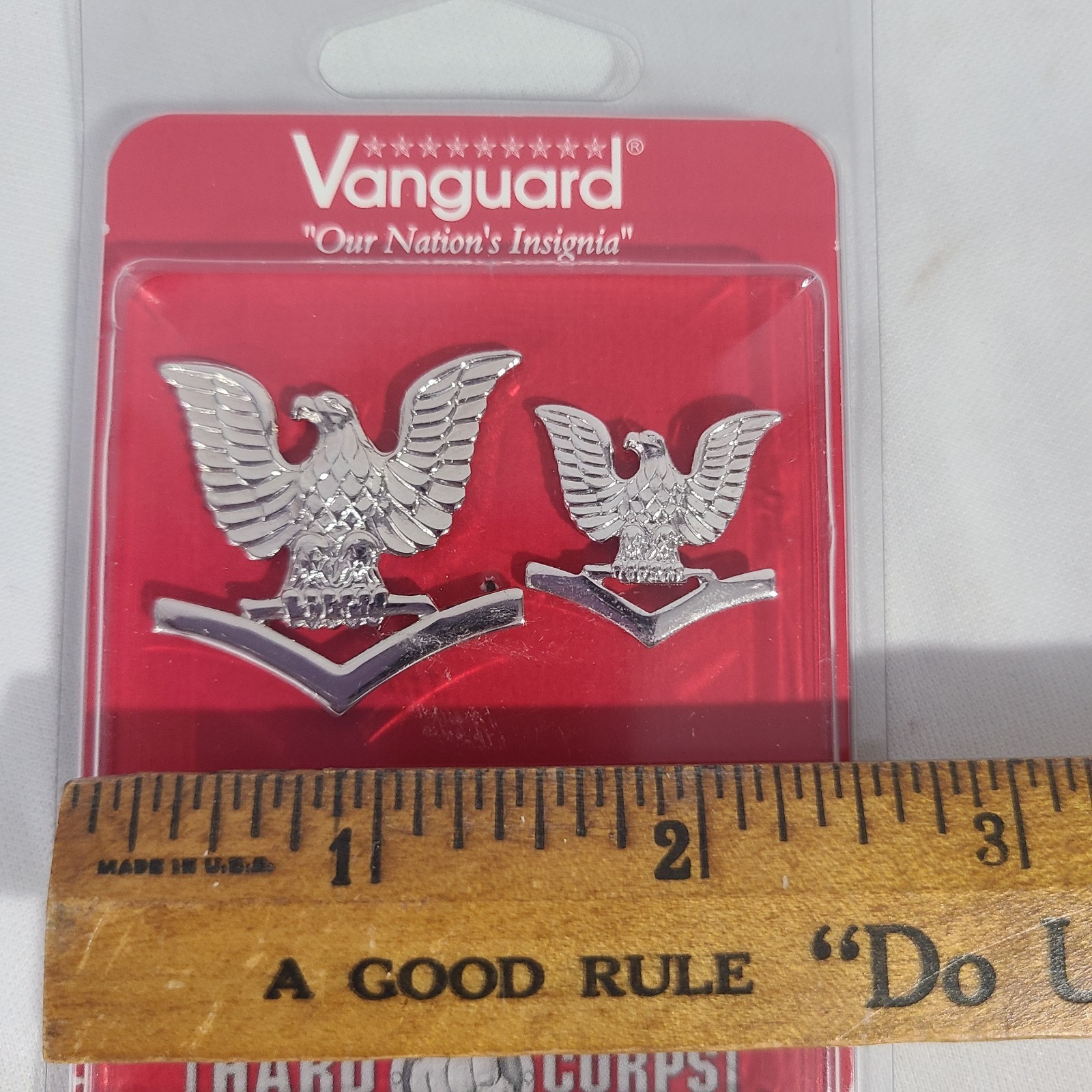 Vanguard US NAVY Eagle Pins Silver E-5 Utility Cap Military Insignia