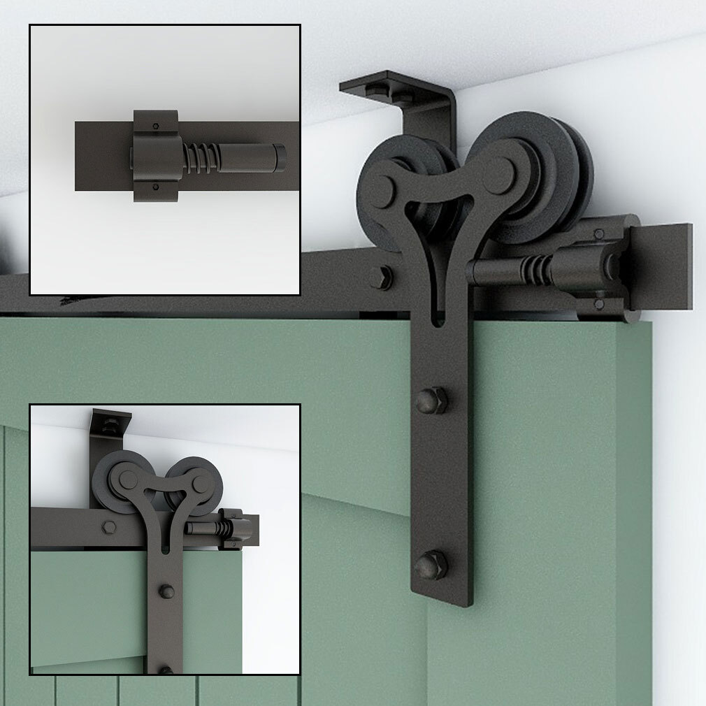 CCJH 4-20FT Ceiling Mount Sliding Barn Door Hardware Track Roller Kit Closet