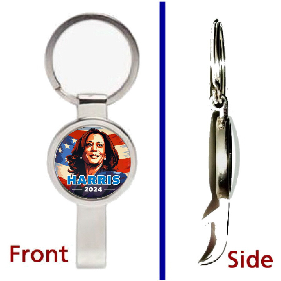 Kamala Harris 2024 for President Pendant or Keychain metal secret bottle opener