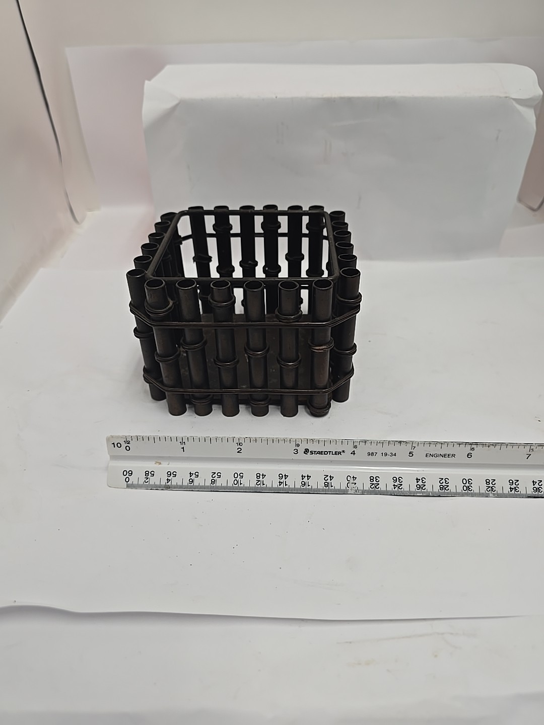Vintage Metal - Bamboo Looking Square Trinket Holder