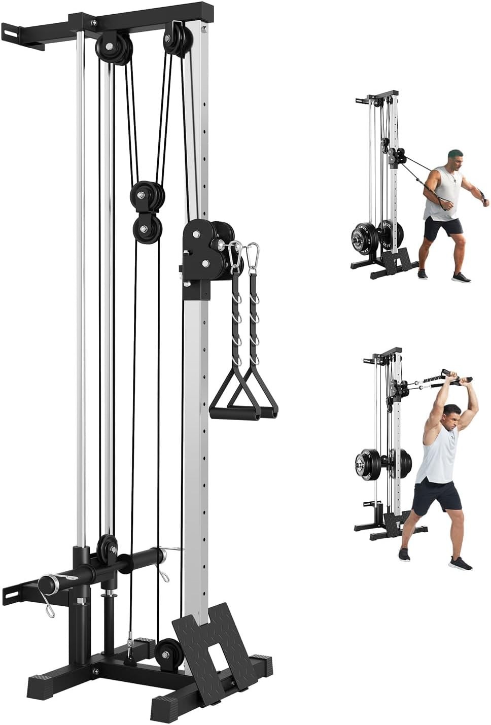 Wall Mount Cable Station LAT Pulldown Machine w/18 Positions Dual Pulley System