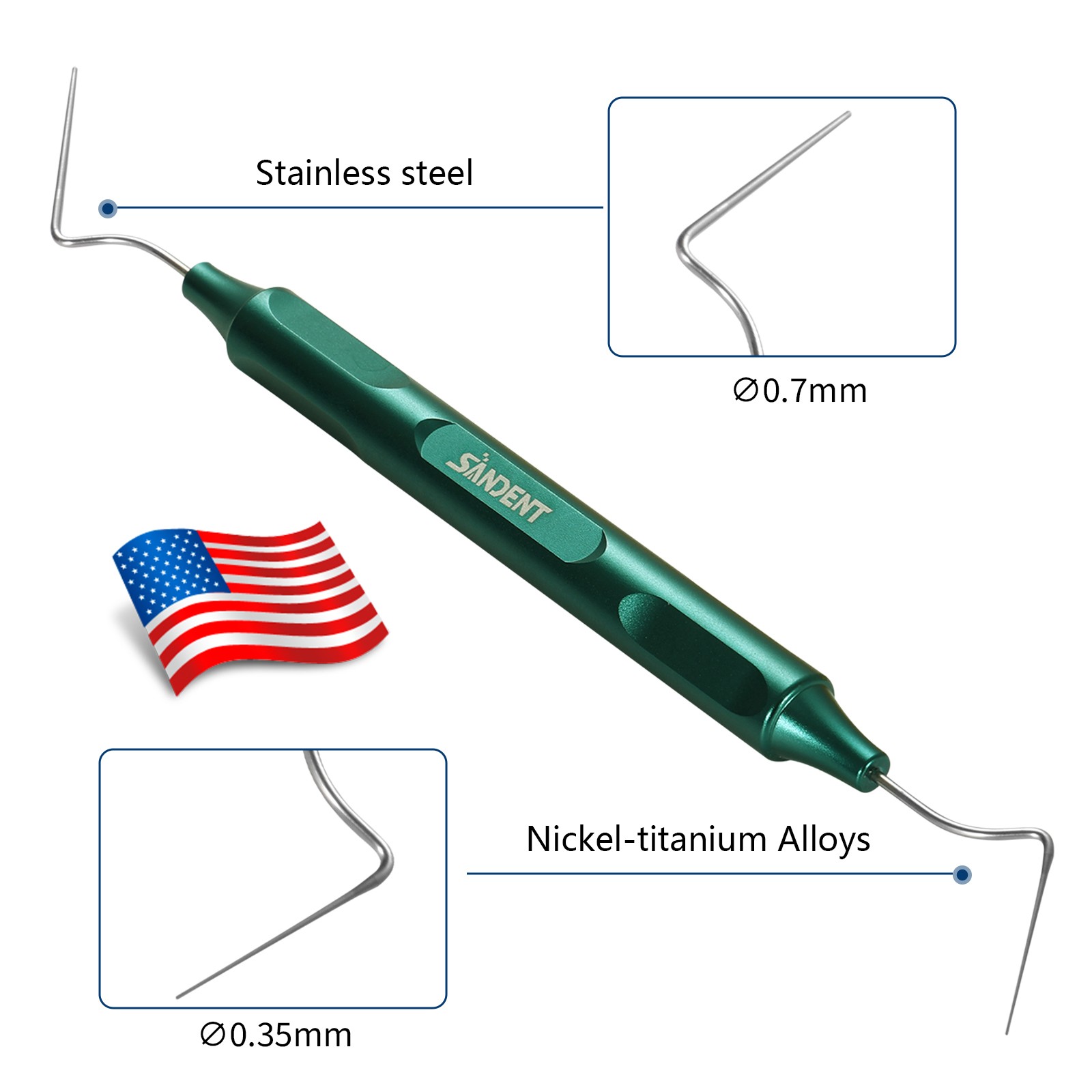 Dental Endo Condenser Gutta Percha Tips NITI Stainless Hand Plugger Green 35/70