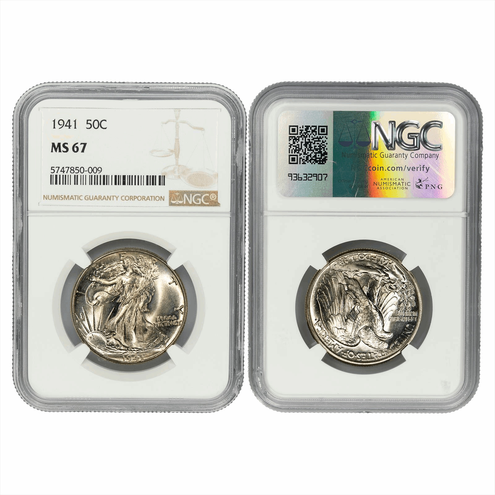 1941 Walking Liberty Half Dollar 50C NGC MS 67