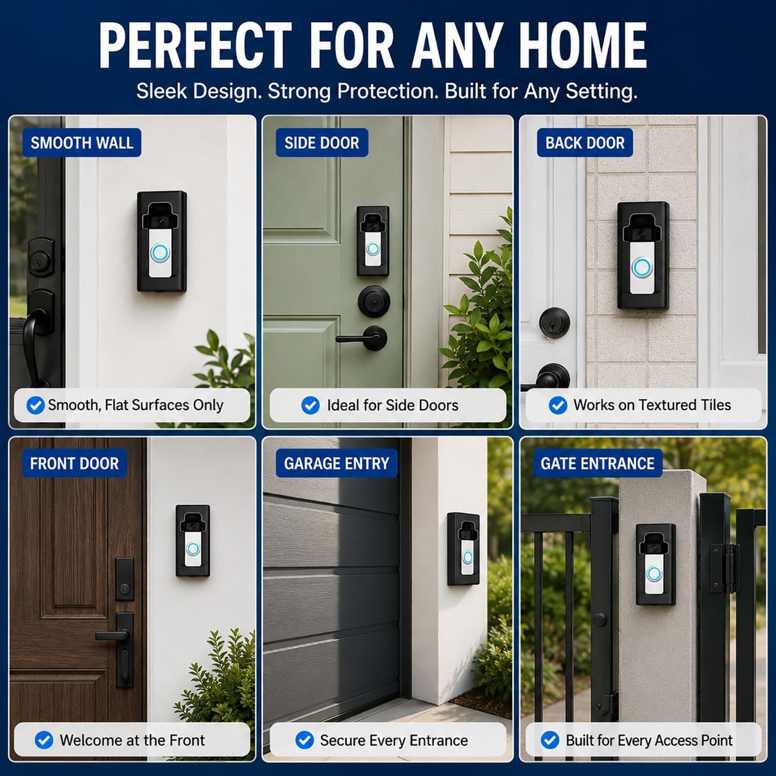 Adhesive Mount for Video Doorbell Full Coverage Protection Compatible with Ring