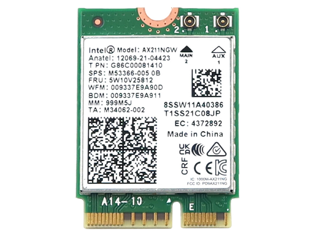 INTEL AX211NGW M.2 2230 CNVIO2 WIFI 6E 802.11AX BLUETOOTH 5.3 CARD G86C00081410