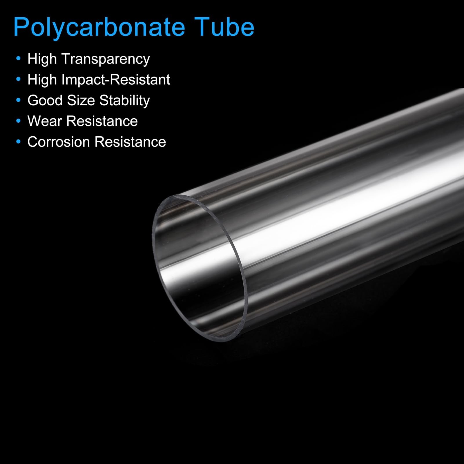 MECCANIXITY Plastic Pipe Rigid Polycarbonate Round 1.5"IDx1.6"ODx14", Clear