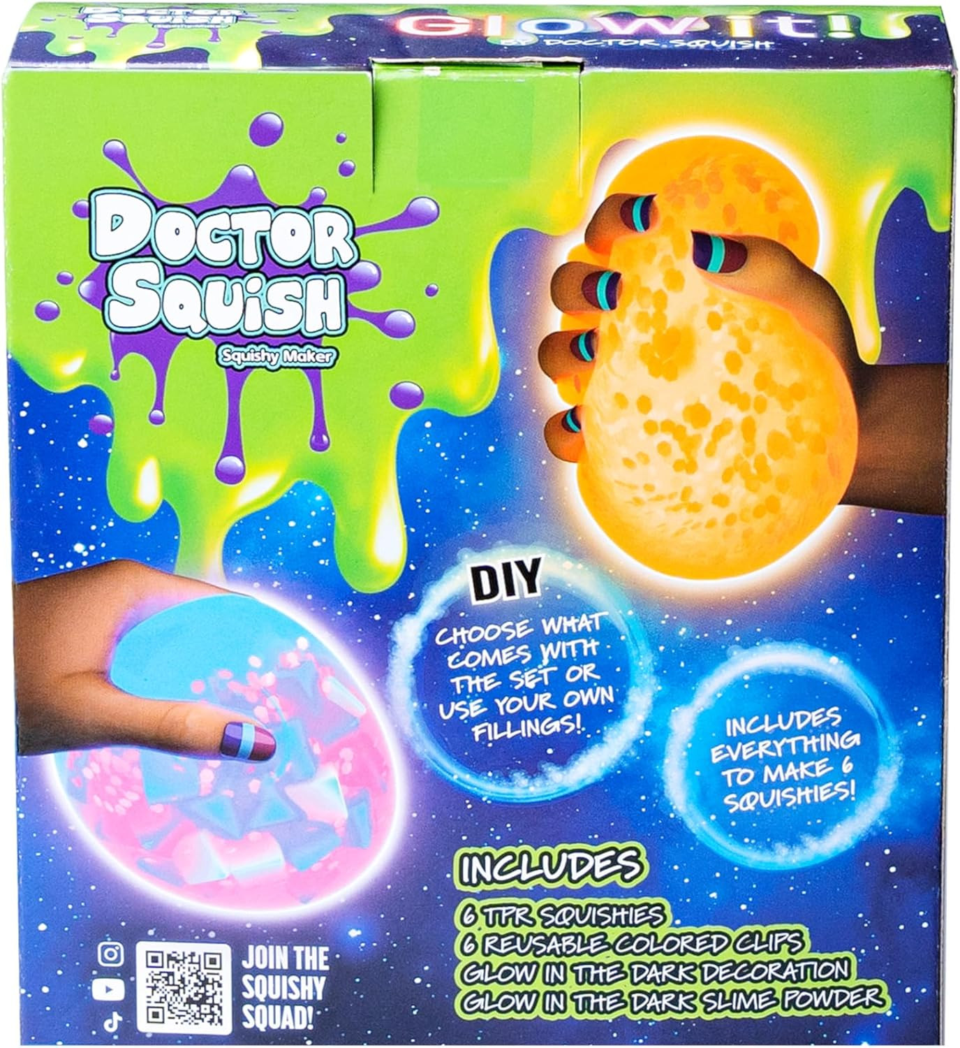 Doctor Squish Squishy Maker Neon Refill Pack | DIY Squishy Making Kit with 6 TPR