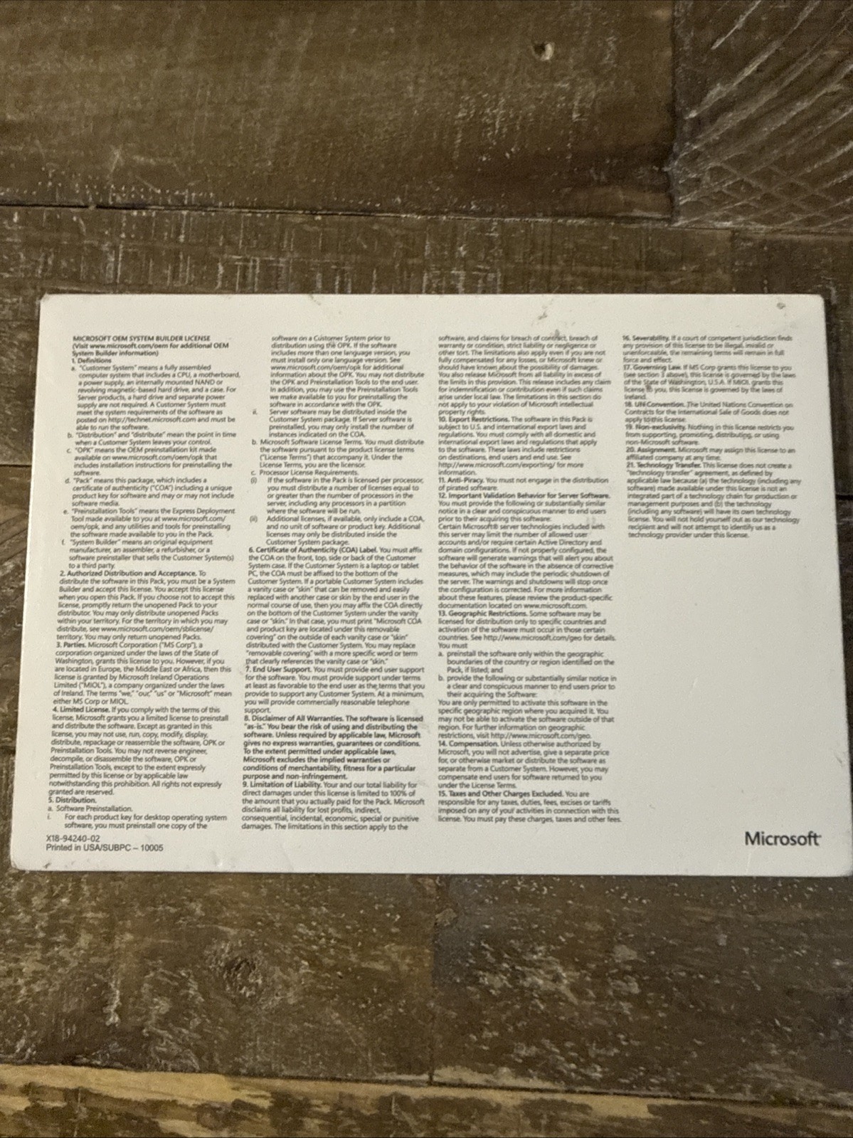 Microsoft Winpro 7 PC CD Rom