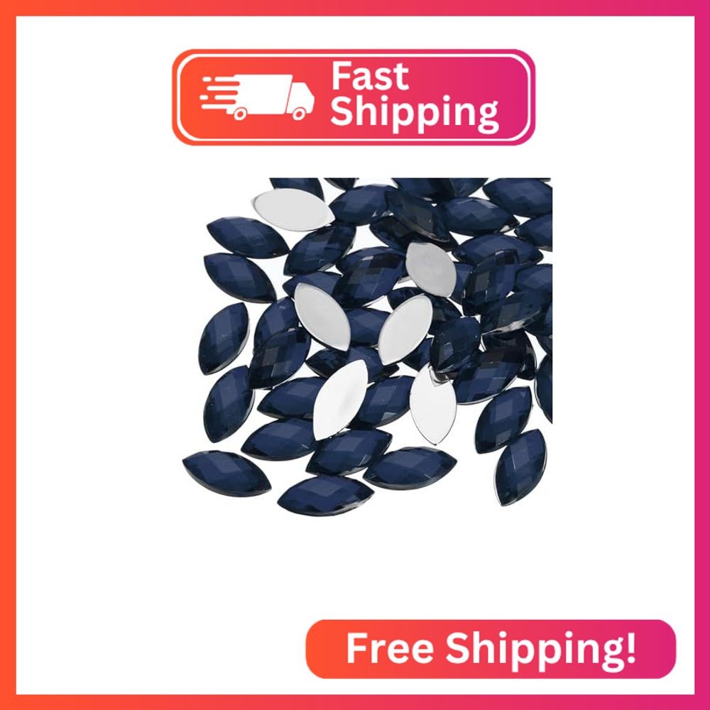 MECCANIXITY 100Pcs Acrylic Horse Eye Gems 7x15mm Flat Back Artificial Rhinestone